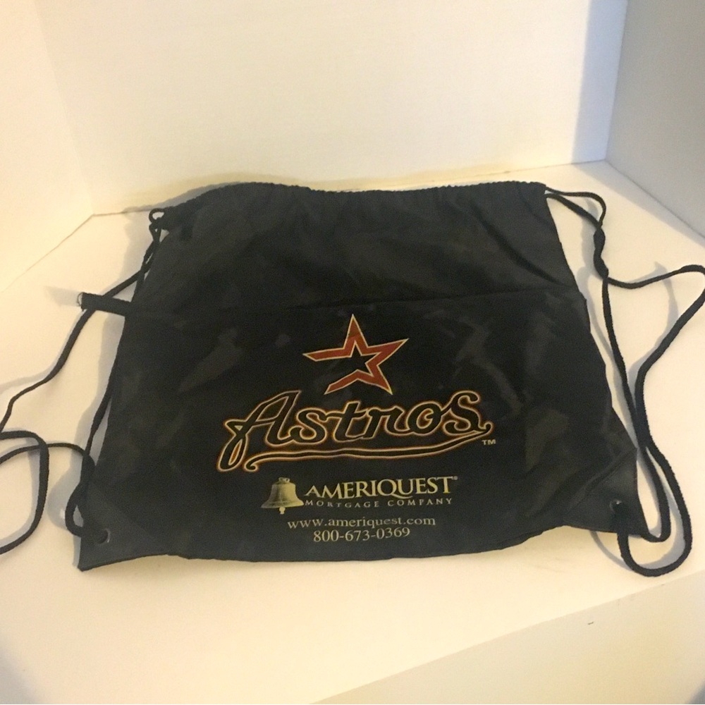 Vintage Log Houston Astros, Drawstring Black Backpack - Baseball